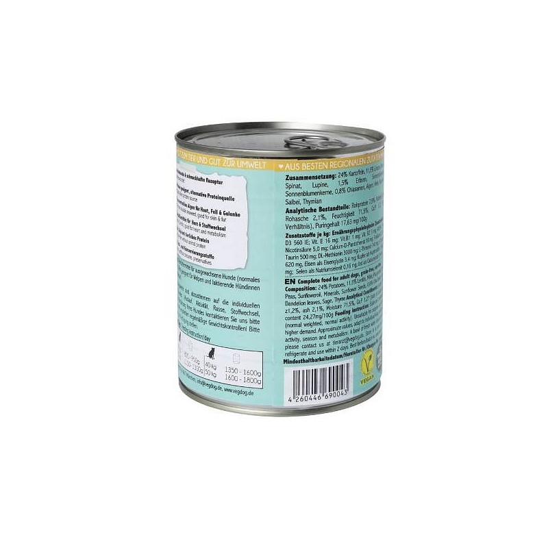 Vegdog Adult Leča in proso 800g