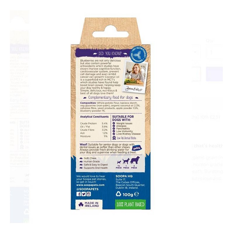 Soopa Dentals Jabolko in borovnica 100g