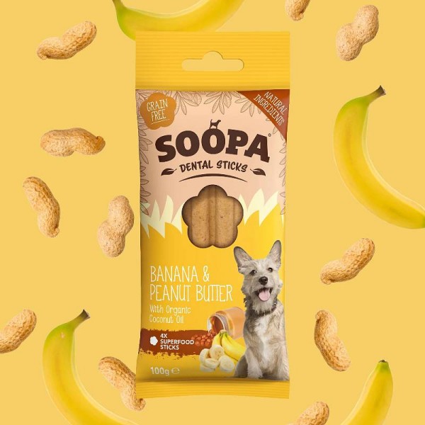 Soopa Dentals Banana in arašidovo maslo 100g