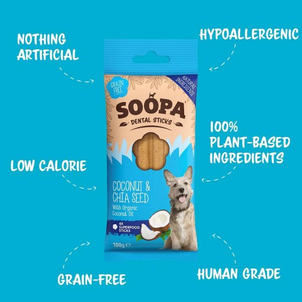 Soopa Dentals Kokos in chia 100g