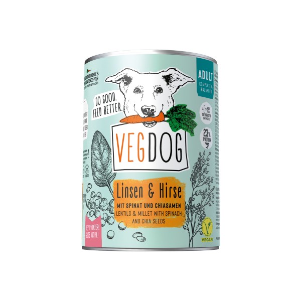 Vegdog Adult Leča in proso 400g