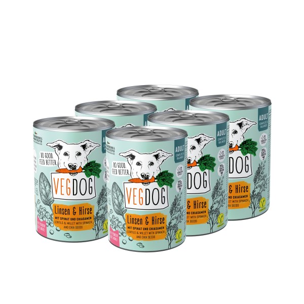 Vegdog Adult Leča in proso 400g